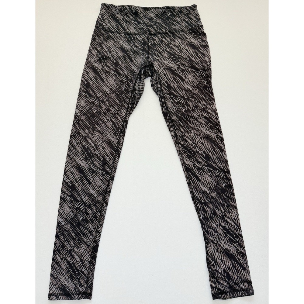 RBX Women's Black Gray Geometric Ankle Leggings S Elastic Waist Stretch